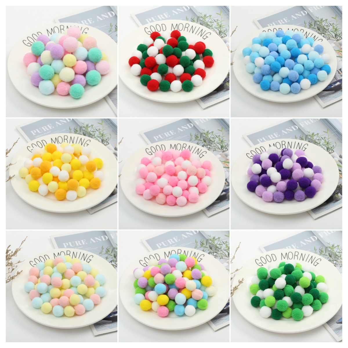 毛球厂家供应现货高弹毛球彩色涤纶小毛球diy手工毛球圣诞毛绒球