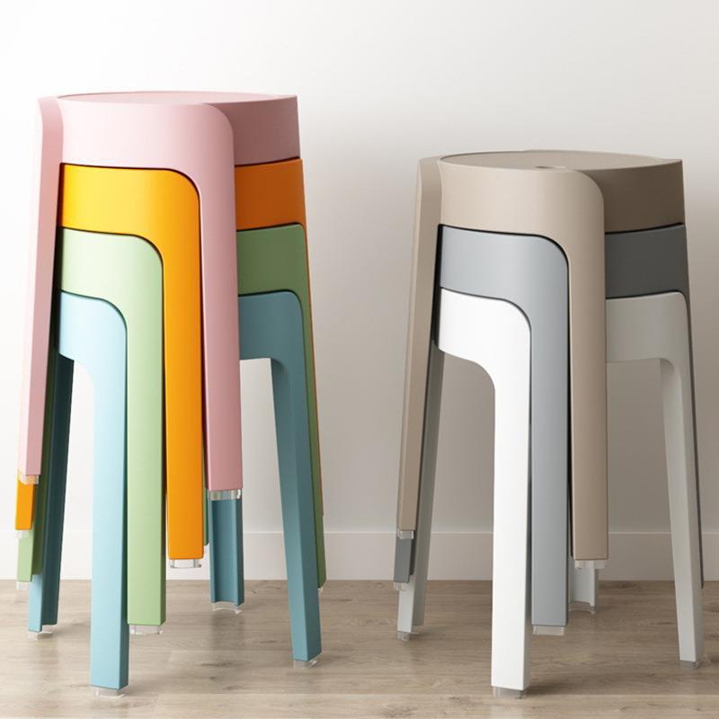 Fashion Simple Plastic Stool Thickened Home Extra Thick Can Be Stacked Long Sitting Comfortable Chair High Round Stool Bench In Stock details Picture