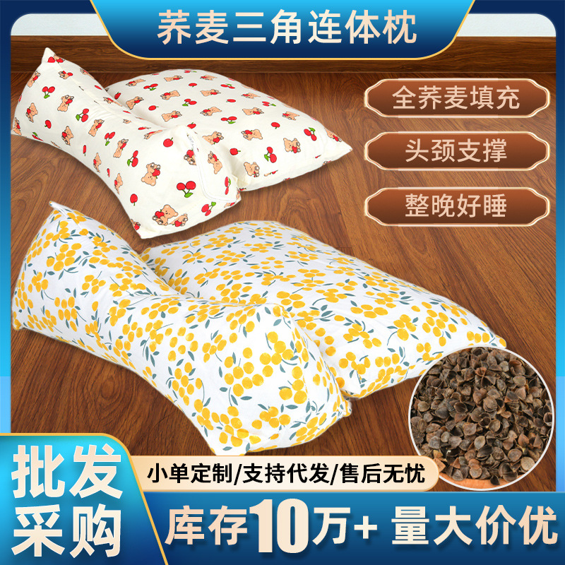 全荞麦壳枕头护颈椎睡觉枕芯一对家用成人决明子硬枕单人荞麦枕