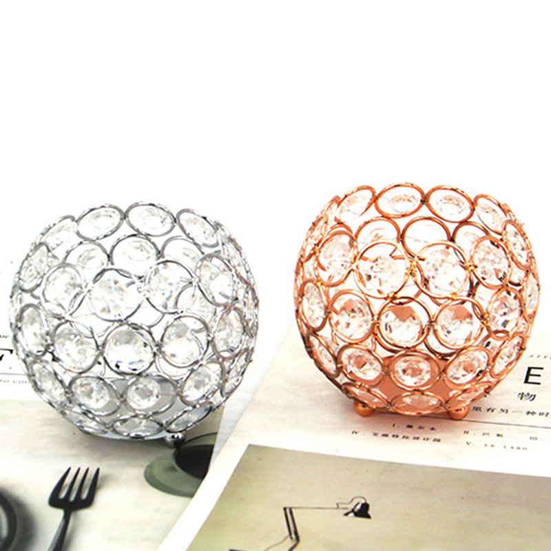 Cross-Border European Crystal Ball Candlestick Vase Road Lead Ball Candlestick Wedding Candlestick Props Candlelight Dinner Decoration full figure