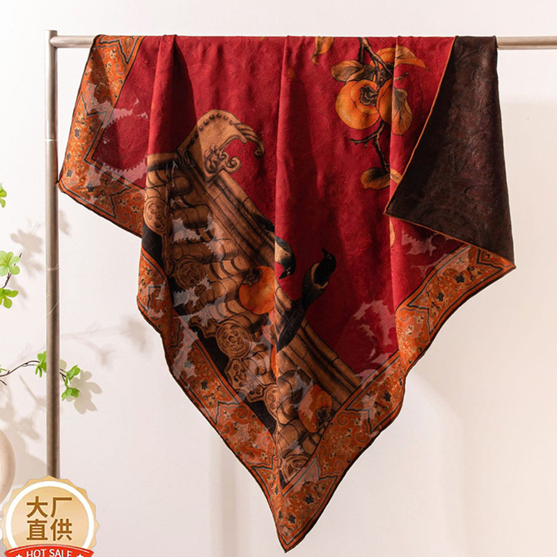 Mulberry silk and real silk scarves for mom and grandma, fragrant cloud gauze, versatile printed scarves, heavy square scarves, shawls for women