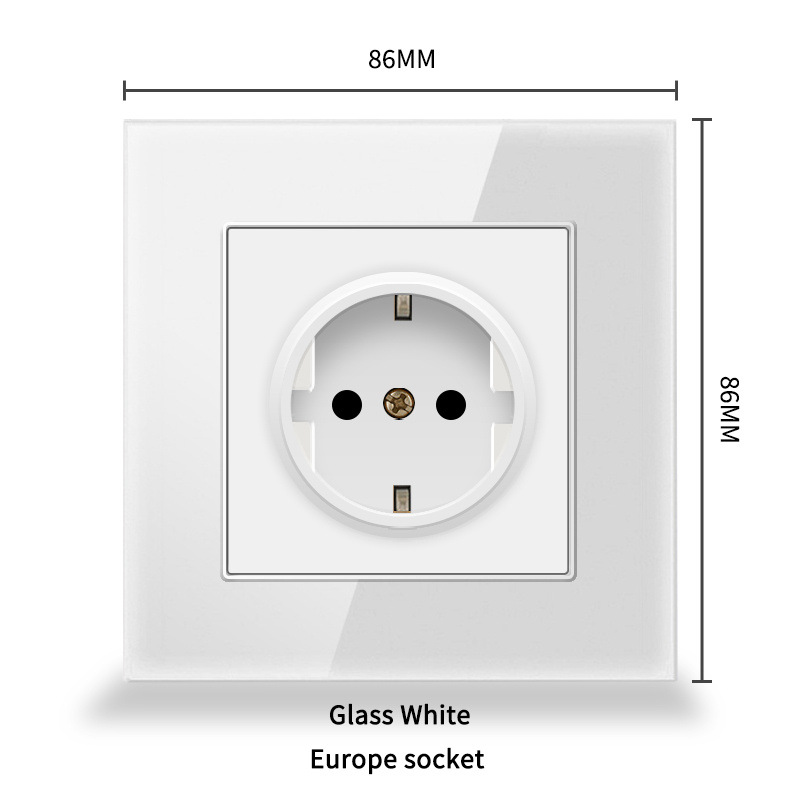Type 86 European regulation European power socket black and white gold gray panel German standard Typec+USB European standard 16A glass panel 18026 Application Scenario