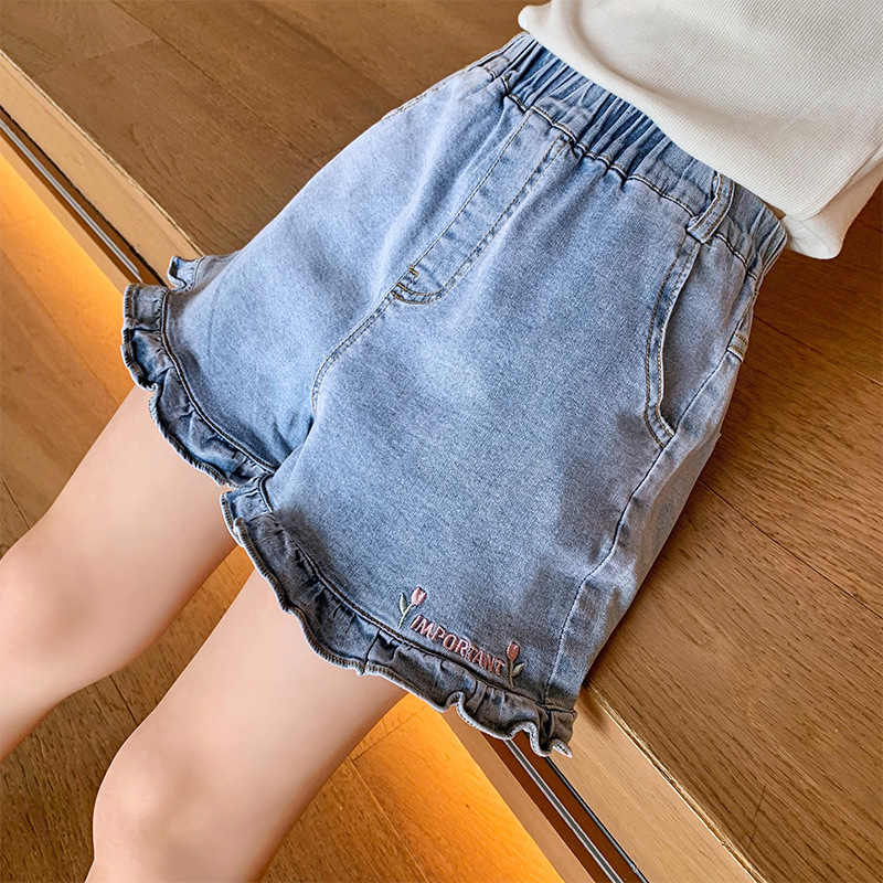 Summer thin girls' pants 2022 New style of Zhongda Tong Children's summer denim Shorts Girls' stylish casual pants Specification image