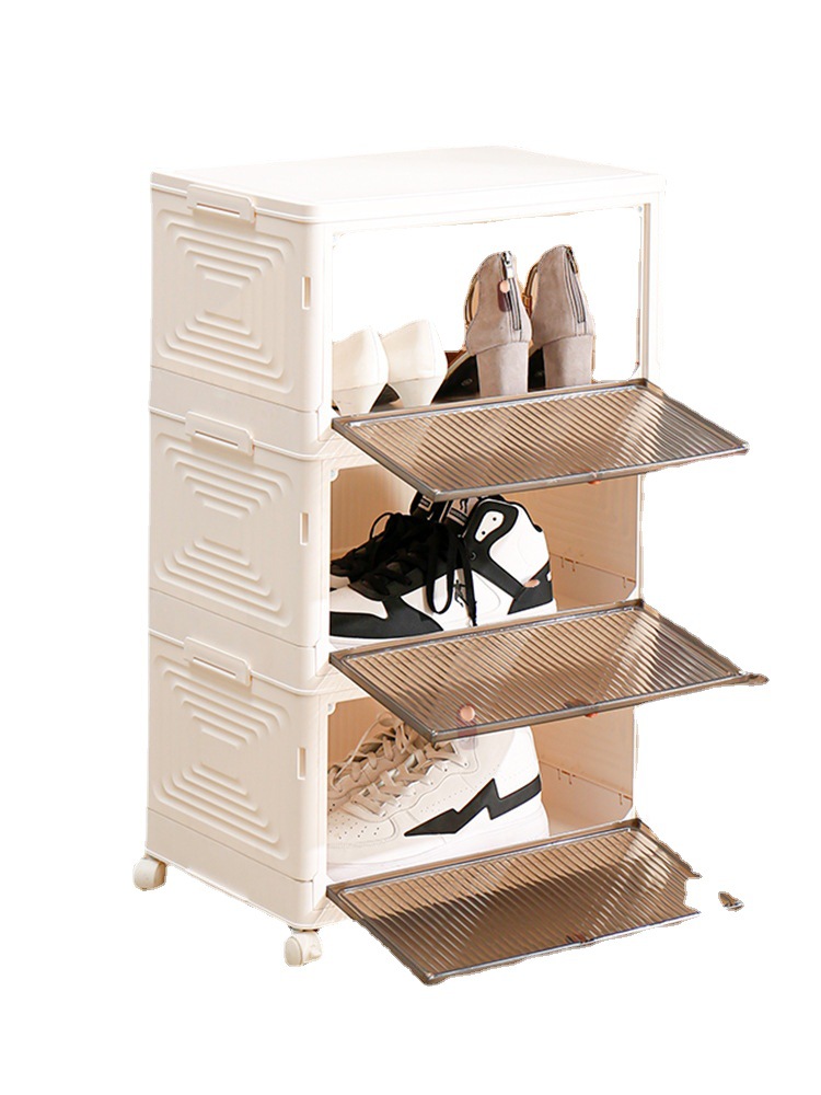 Shoebox Storage Box Transparent Pull-Out Shoe Cabinet Folding Device To Save Space Shoe Rack Item Picture