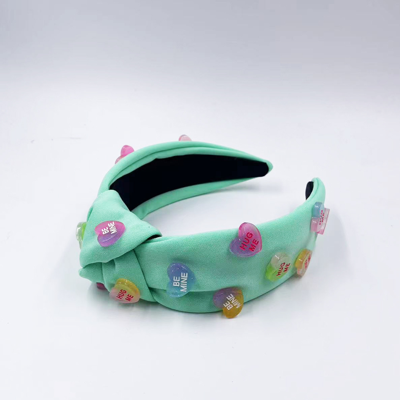 Exclusive Qiwei Accessories, Exclusive Qiwei Accessories, Exclusive Qiwei Accessories, new fashionable and sweet Valentine's Day solid color knotted and flowing sand heart-shaped accessories, wide edge candy-colored headband and hair band Application Scenario