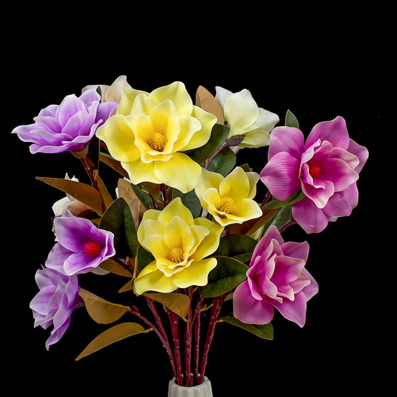 3 Head Magnolia Flower Simulation Flower Decoration Home Decoration Flower Table Decoration Simulation Flower Wholesale