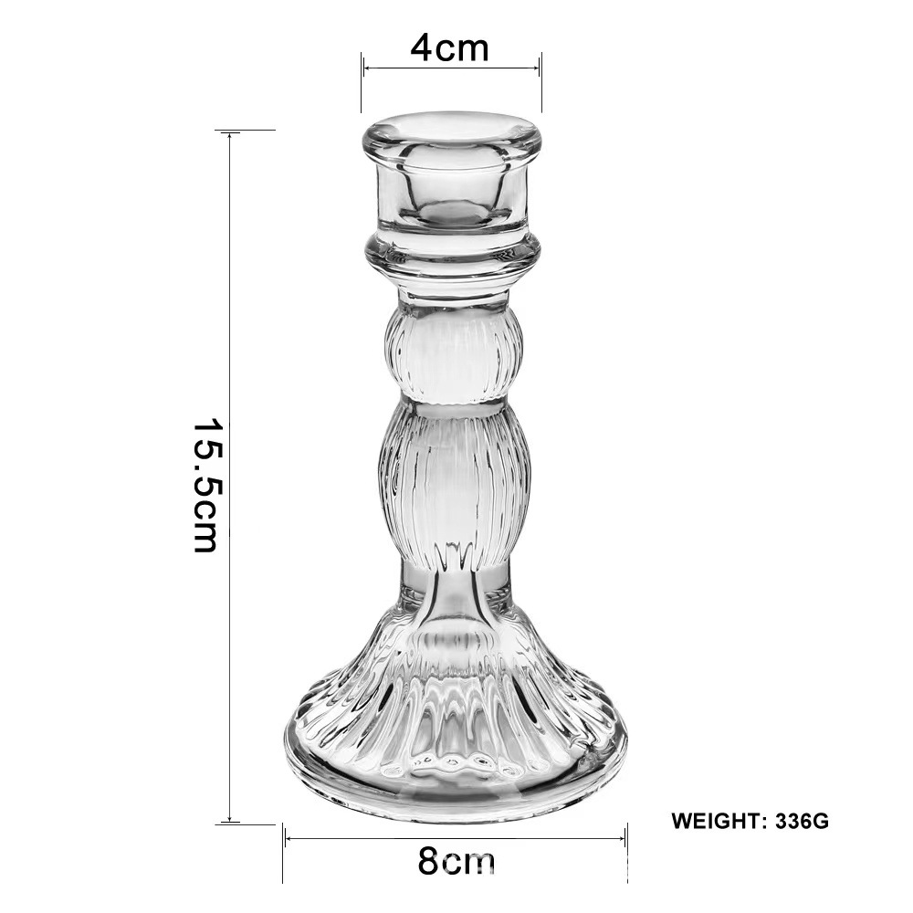 网红蜡台/复古欧式摆件/浮雕玻璃白底实物图