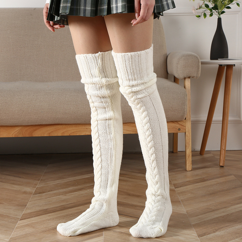 2022 Academy Wind Over The Knee Socks Ladies Instagram Long Cotton Pile Socks Autumn Winter Korean Pure Wind Socks Women Application Scenario