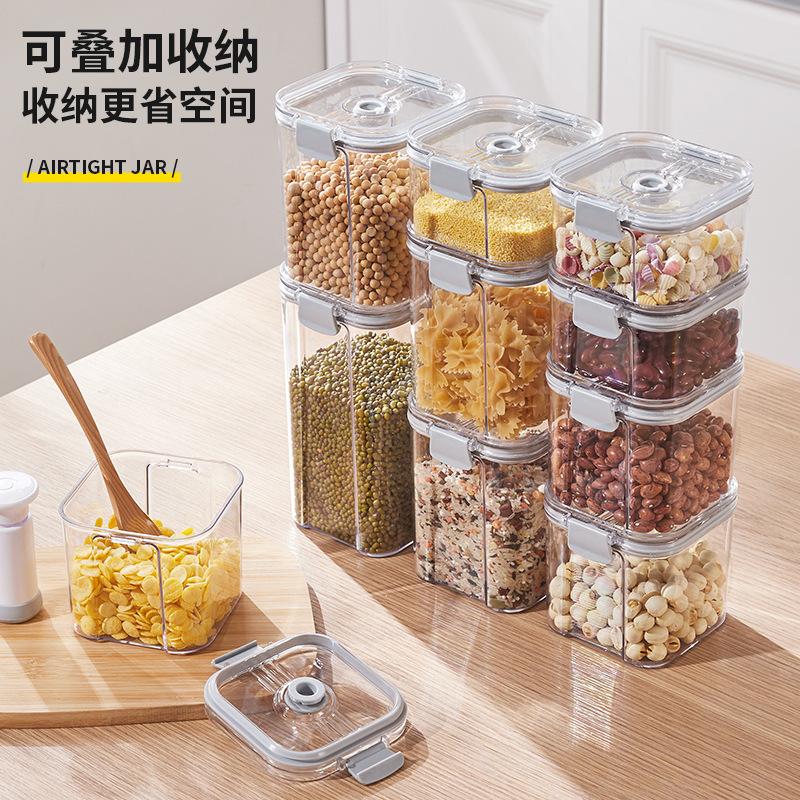Vacuum sealed cans for grains and cereals, transparent plastic household food and snack bottles, storage cans Application Scenario