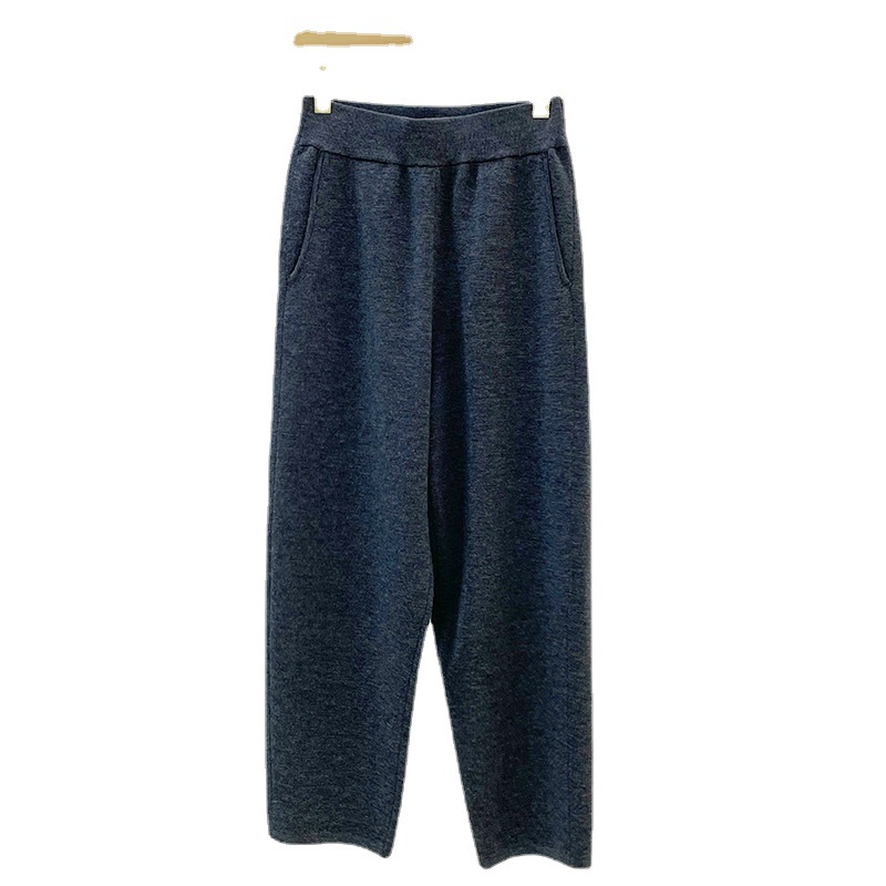 Advanced slimming 16-stitch fine imitation wool women's knitted pants Casual leg straightening 9-inch radish pants Item Picture