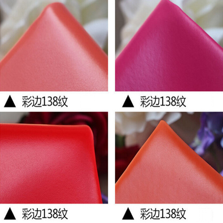 The manufacturer directly supplies the pu leather fabric in the spot of artificial leather spunlaced soles with color edge and plain 138 lines inside the bag shoe leather details Picture