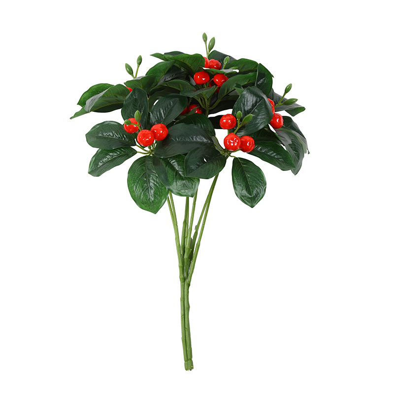Wholesale of artificial green plants, "Prosperity Red Fruit" decorative plants, table flowers, engineering greening grass, and outdoor landscaping Item Picture