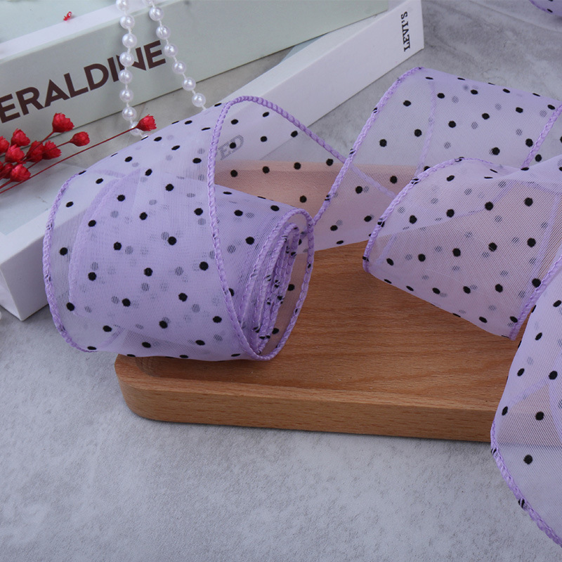 In stock: 4cm / 6cm dot fishtail yarn Kuromi children's hair accessories, headwear accessories, DIY hair bands, fishtail yarn ribbons Application Scenario