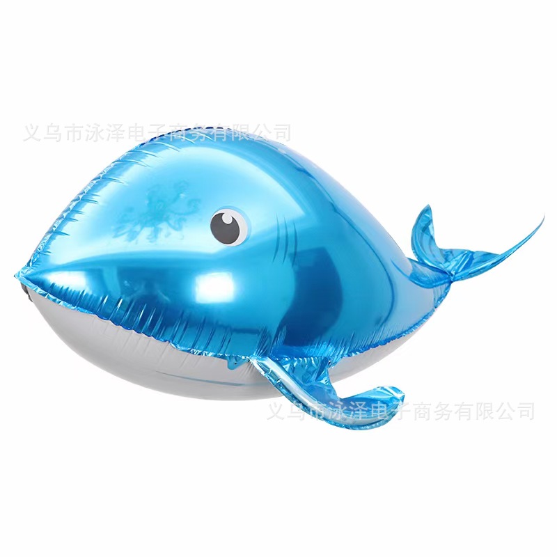 立体飘空鲸鱼动物铝膜4D气球地摊生日主题派对儿童装饰氦气球详情图3