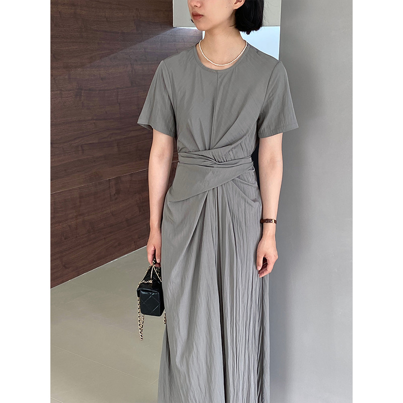 江左 法式纽结设计感连衣裙女夏新款气质系带的独特裙子 1131长裙