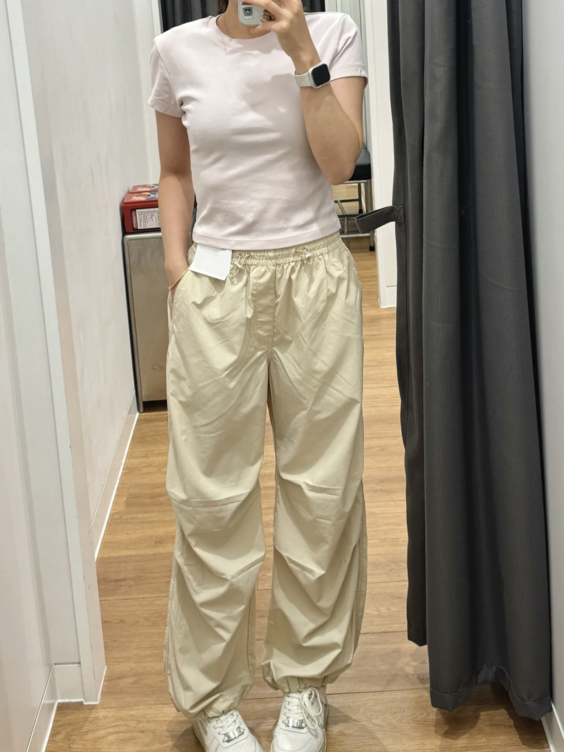 Spring 2024 New Parachute Pants Women's Casual Wide-Leg Pants Sweat Absorption Quick Drying Overalls 464888 Specification drawing