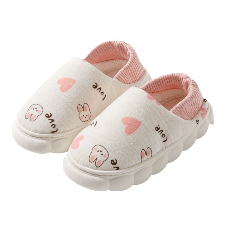 棉拖鞋/棉拖/棉拖批发/家居棉拖鞋/居家静音拖鞋白底实物图