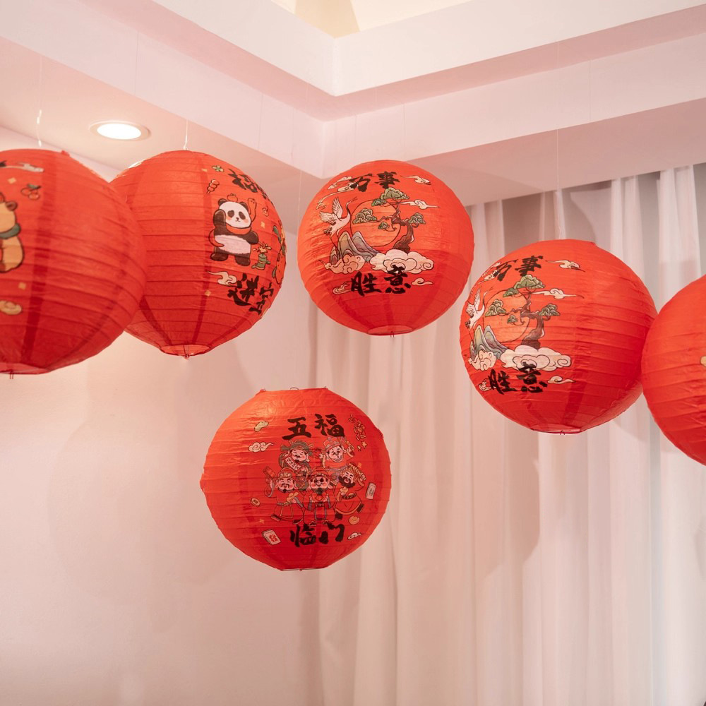新年春节装饰纸灯笼中国风猜灯谜商场超市活动场景布置户外古风详情9