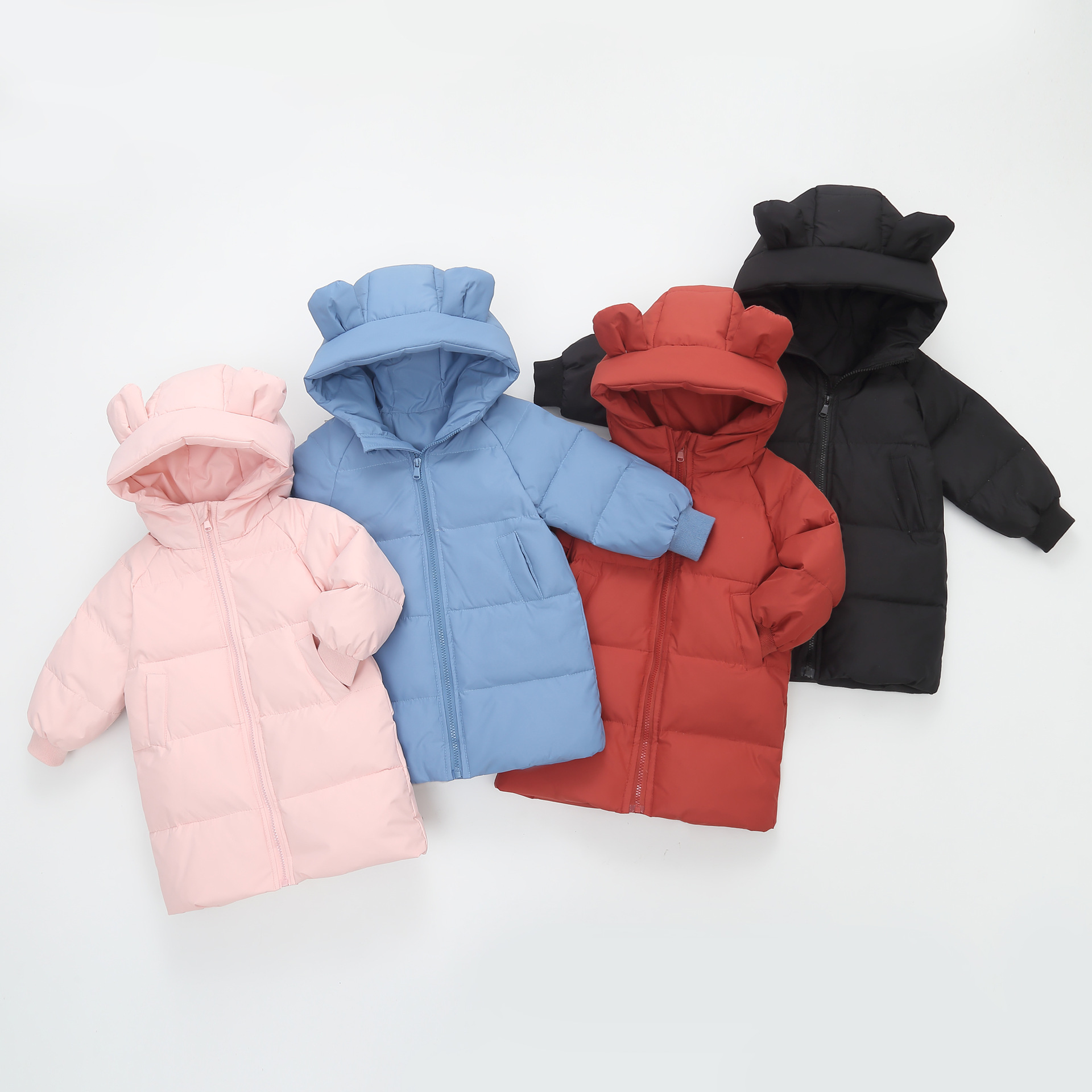 冬季新款男女儿童中小童装加厚保暖中长款羽绒服小孩连帽时尚外套
