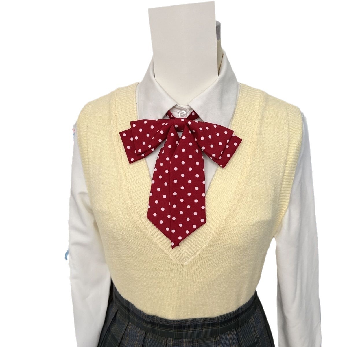 Greatly free polka dot straight scarf, long handle bow tie, JK uniform, bow tie, floral shirt, sailor suit, accessories for girls Item Picture