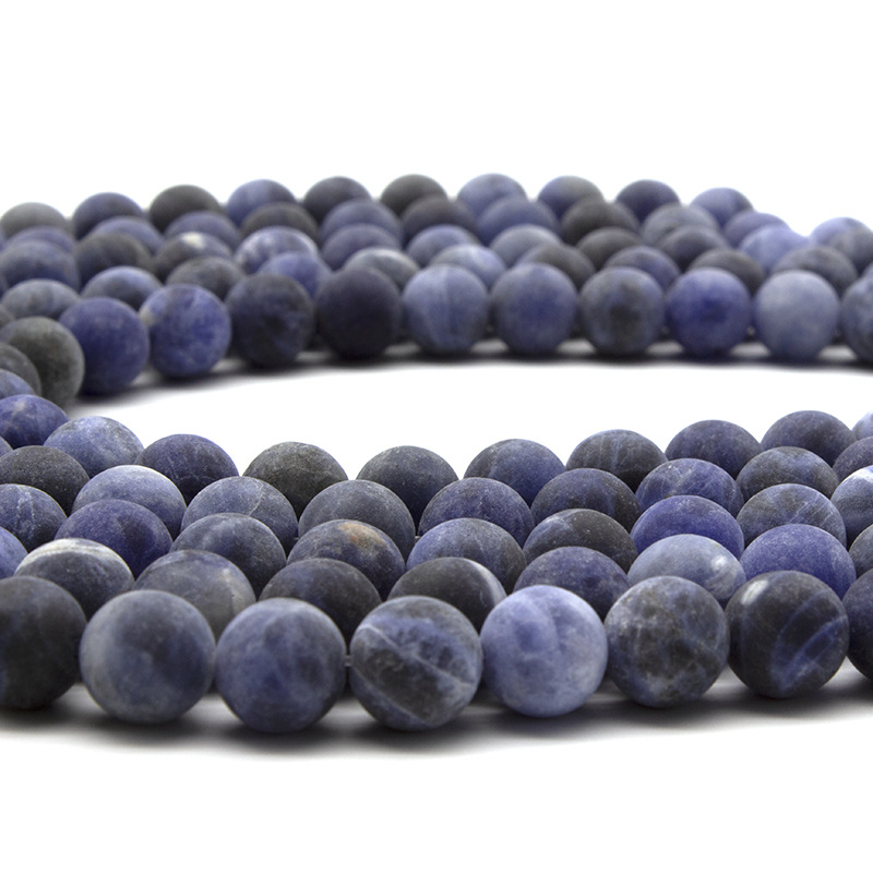 Natural blue stone frosted loose bead bracelet DIY bead chain accessories wholesale crystal loose bead semi-finished hand accessories