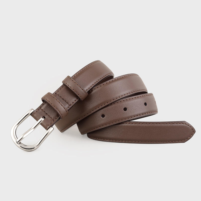 Leather belt for women 2025 new style top layer cowhide needle buckle belt decoration with denim belt direct supply from the manufacturer