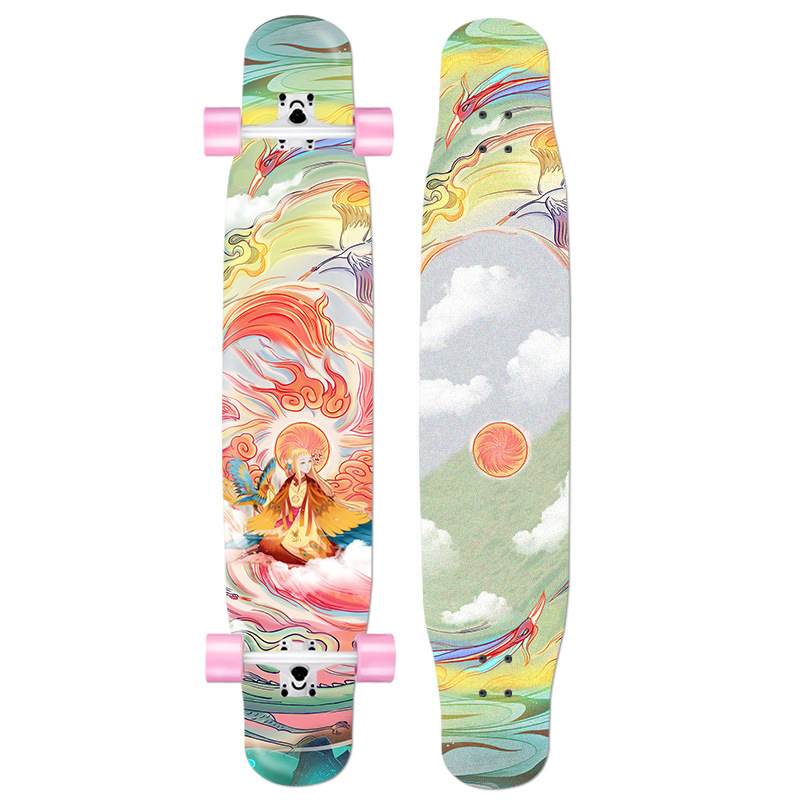 Distribution Wucai Sand Longboard Skateboard Adult Male And Female Students Beginners Highway Brush Street Four-Wheel Scooter A Piece Of Hair details Picture
