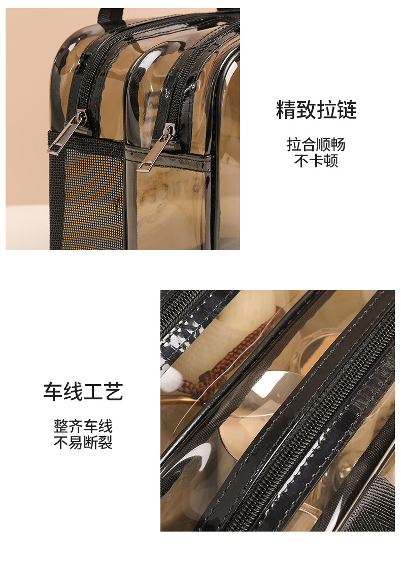 pvc双层干湿分离游泳包加厚隔层透明洗浴防水健身包洗漱包化妆包详情13