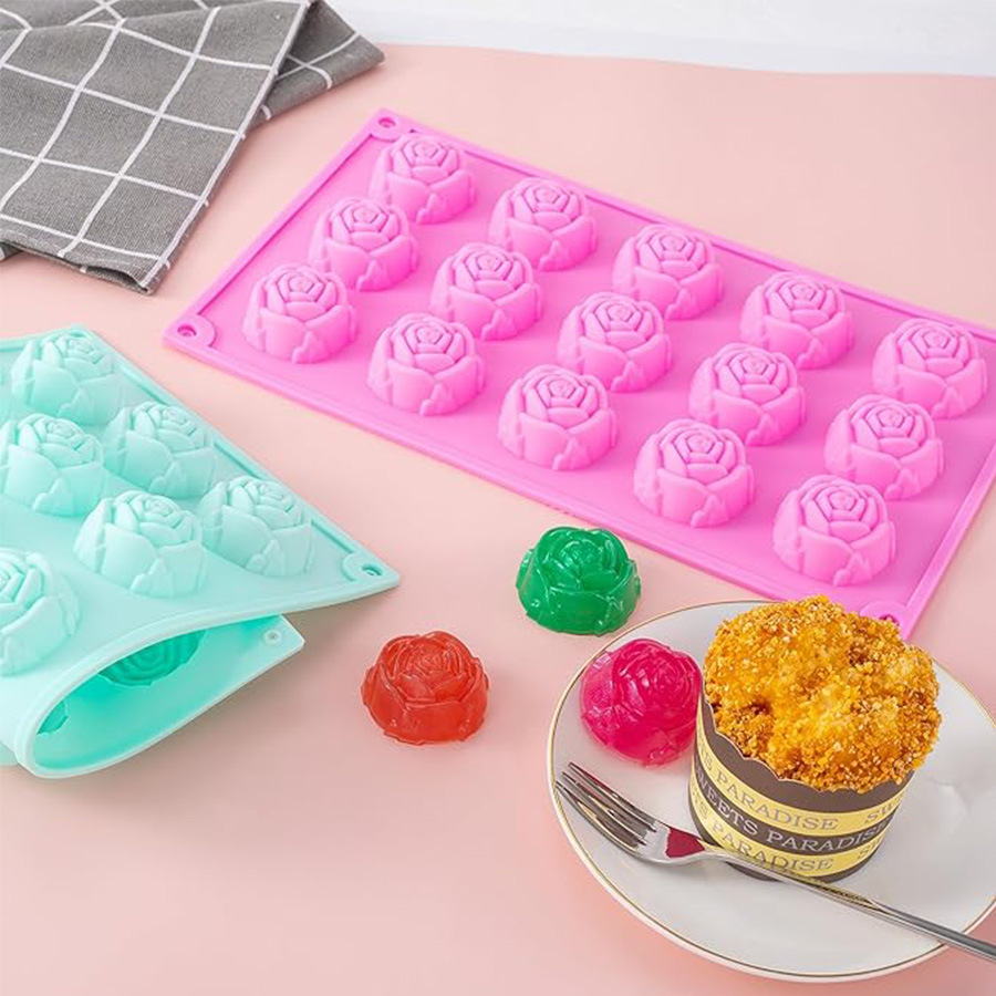Wholesale of 15-day cross-border rose silicone cake molds, ice cream pudding jelly molds, and DIY handmade soap molds Specification image