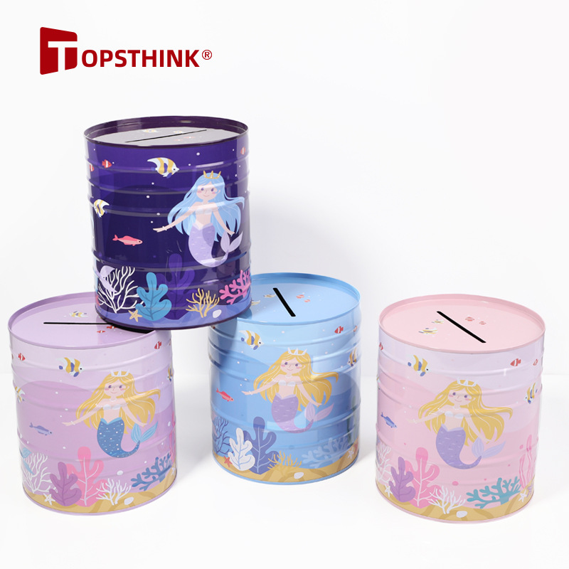 Creative Large Capacity Tinplate Piggy Bank Mermaid Unicorn Can Only Get In The Piggy Bank Item Picture