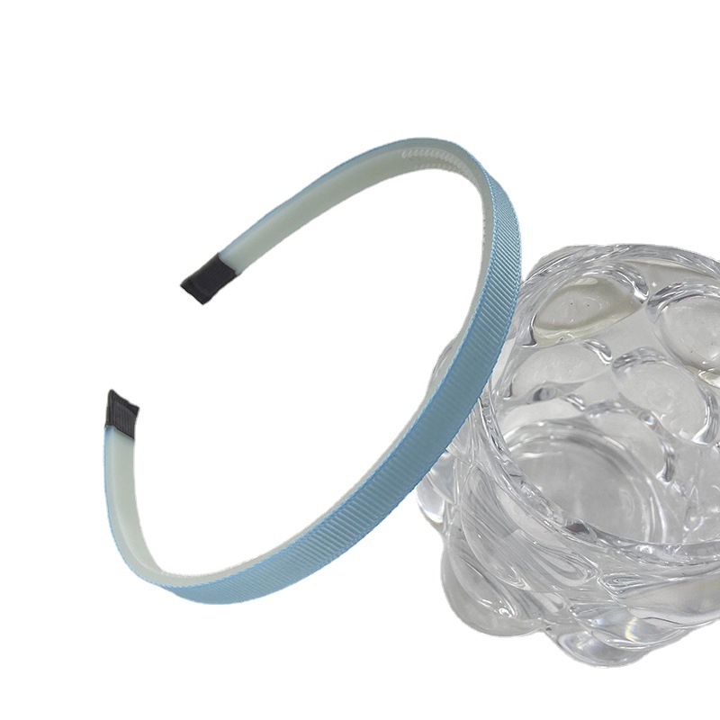 螺纹发箍/带齿头扣/糖果色罗纹白底实物图