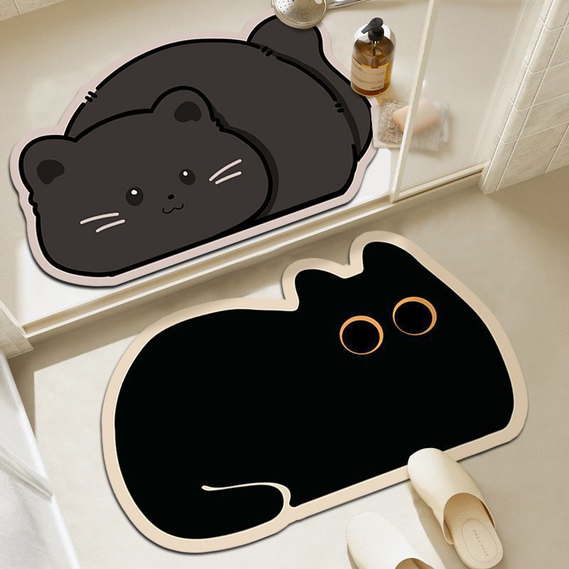 Cartoon household anti-slip quick-drying floor mat, bathroom water-absorbing diatom mud foot mat, bathroom dirt-resistant and easy-to-maintain floor mat details Picture