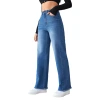 2025 Factory direct sale, new cross-border Amazon independent station, stylish, non-elastic straight-leg wide-leg jeans for women Item Picture