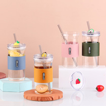 Glass sippy cup Student cartoon creative Coke cup