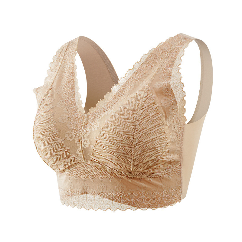 One Piece Fixed Cup Plus Size Lace Vest Bra Gather Sexy Beauty Back Lace Base Vest Bra New Products Item Picture
