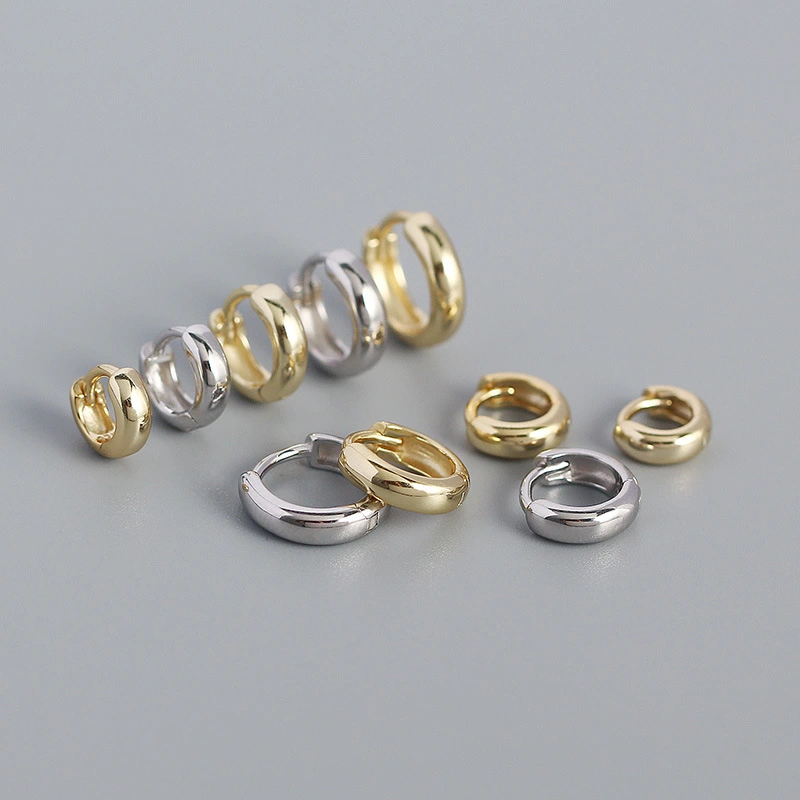 Yhe0350 Smooth Round S925 Sterling Silver Earrings Europe And The United States Simple Studs Stacked With Temperament 100 Buckle Female 5167