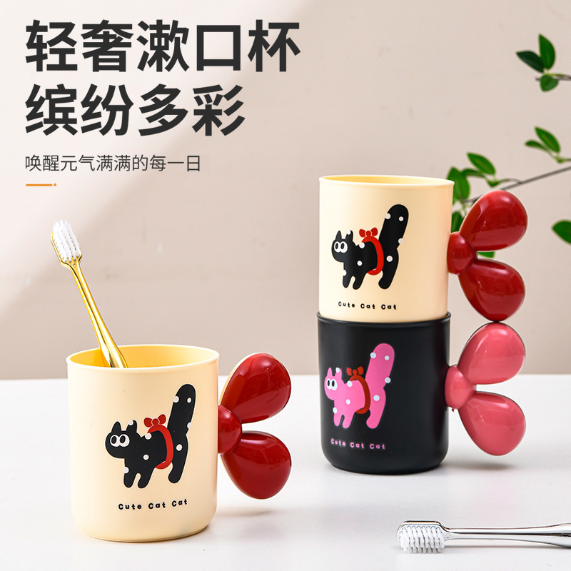 G364猫趣系列牙刷杯塑料卡通简约创意情侣喝水刷牙漱口用品牙膏牙刷杯
