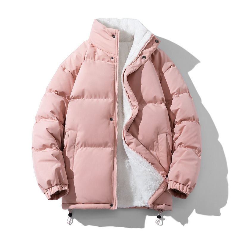 Add velvet pink stand collar cotton-padded coat coat for men autumn and winter new men add velvet thick cotton-padded coat coat thick bread coat