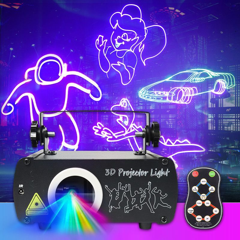 3D full-color animation lights, laser cartoon laser projection lights, dj bar flashlights, colorful line beam stage lights full figure