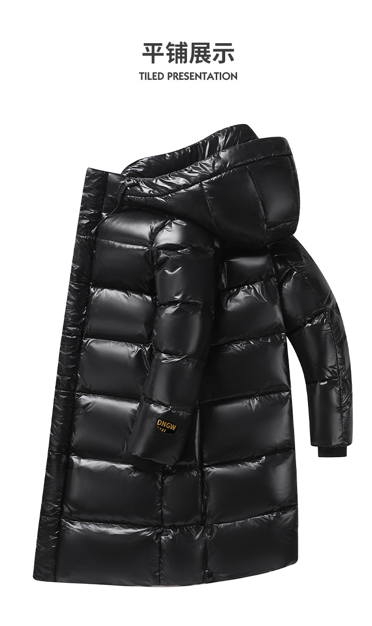 Black and gold goose down jackets for couples, long coats that reach the knees, thickened winter coats for extreme cold, off-season clearance pic 9