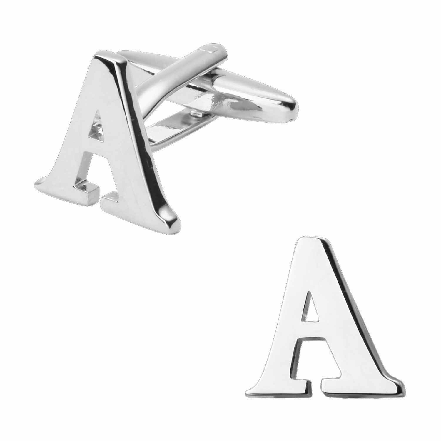 Frame Cute letter cufflinks, copper material, silver A-Z buttons, French shirt accessories, men's cufflinks factory wholesale details Picture