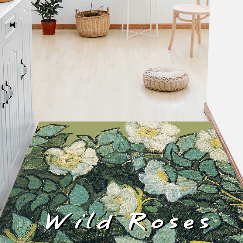 Cross-border pastoral painting a clean floor mat door entry scrubbable door mat tailoring floral kitchen mat floor mat