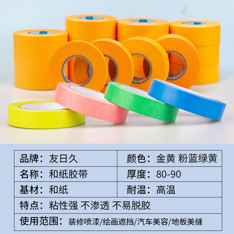 Wholesale strong adhesive washi tape, spray painting masking tape, paper grout sealing, color separation washi paper masking tape, high adhesive tape details Picture