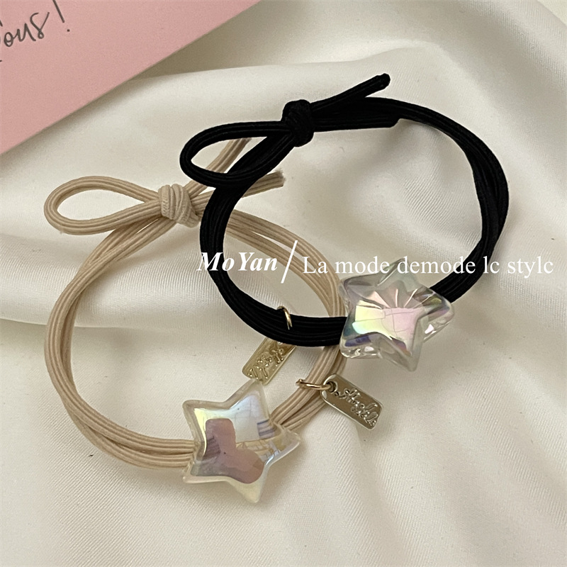 Double Five-Pointed Star Magic Simple Ponytail Hair Rope Sweet Temperament Girl Heart Hair Band Rubber Band Hair Hair Rope Han details Picture