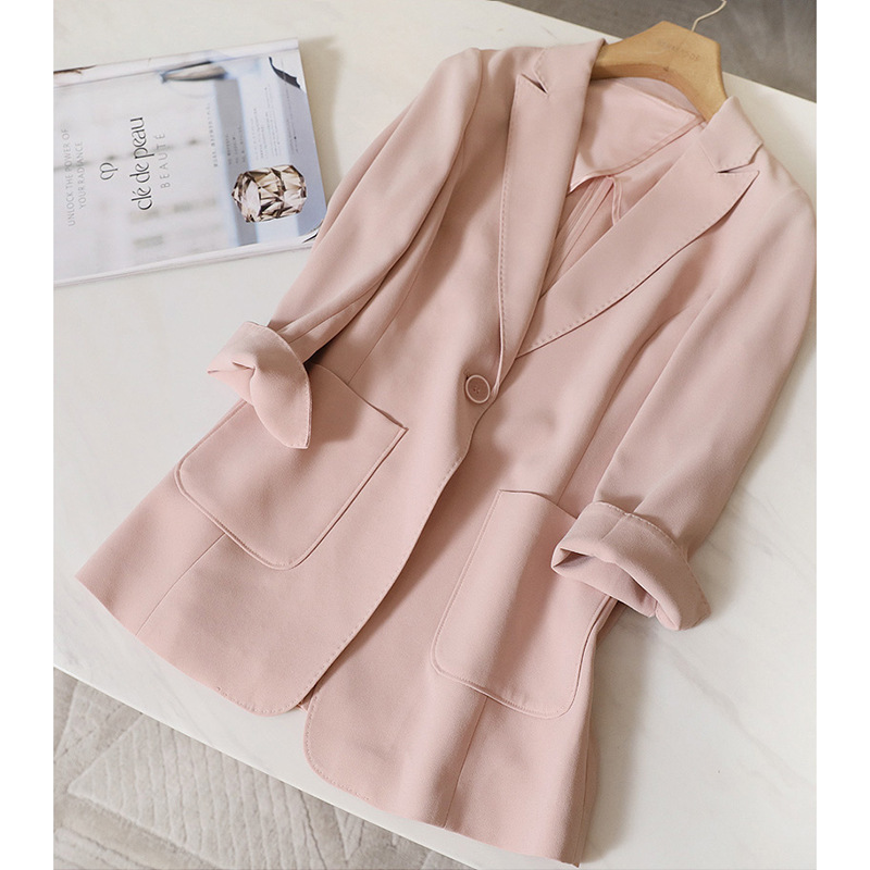 Estilo japonés ligero lujo temprano otoño nuevo 2022 OL commuter versátil un hilo hebilla dulce y fina rosa traje pequeño para mujeres Application Scenario