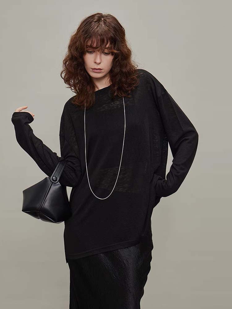 Four Beauties Minimalist row Tencel Fine Nude Feel deconstructed oversized bat sleeve slimming Sun Protection T-shirt for Women 7805 pic 23