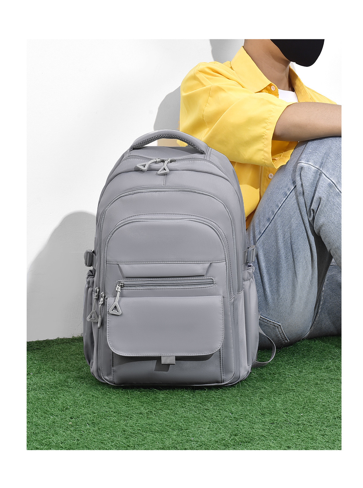 纯色百搭学生书包双肩包15.6寸牛津布初高中大学生背包休闲旅行包详情24