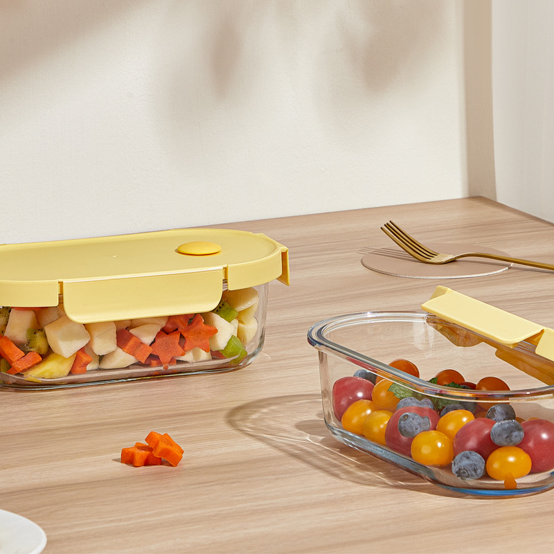 The Bailuo Kexino food storage container has a food-grade lid made of high borosilicate glass and can be heated in a microwave oven for easy carrying