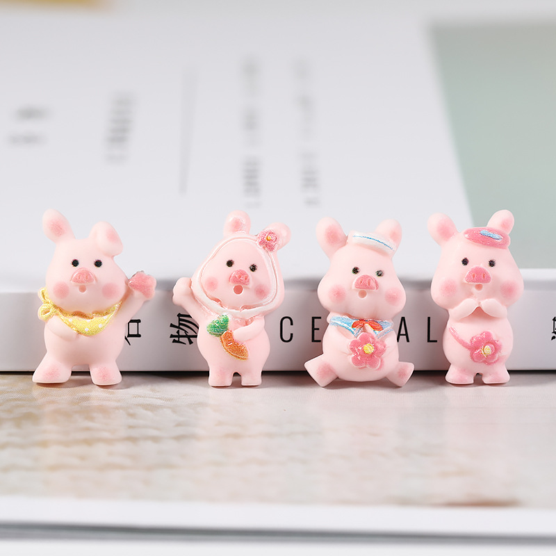 Resin accessories, cartoon cute little pigs, diy cream glue phone cases, patches, water cups, storage boxes, hair accessory materials