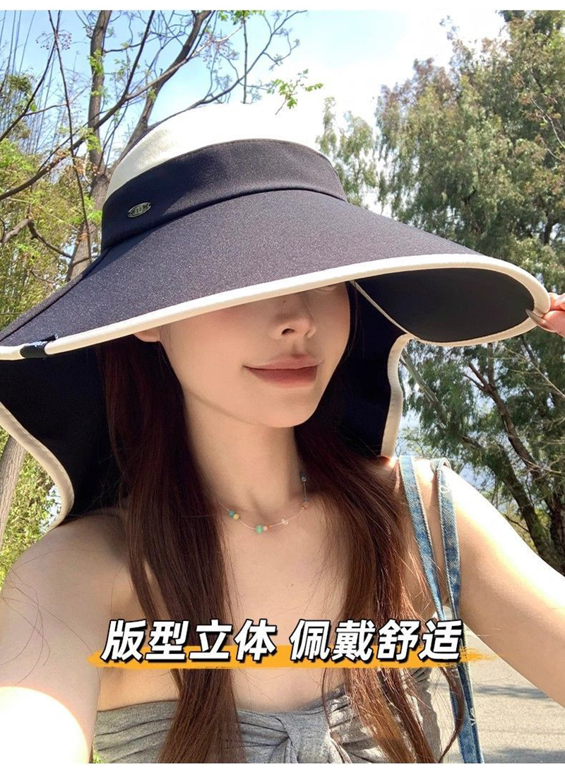 夏季户外女士遮阳帽户外大帽檐防晒帽防紫外线太阳膜女时尚百搭详情6